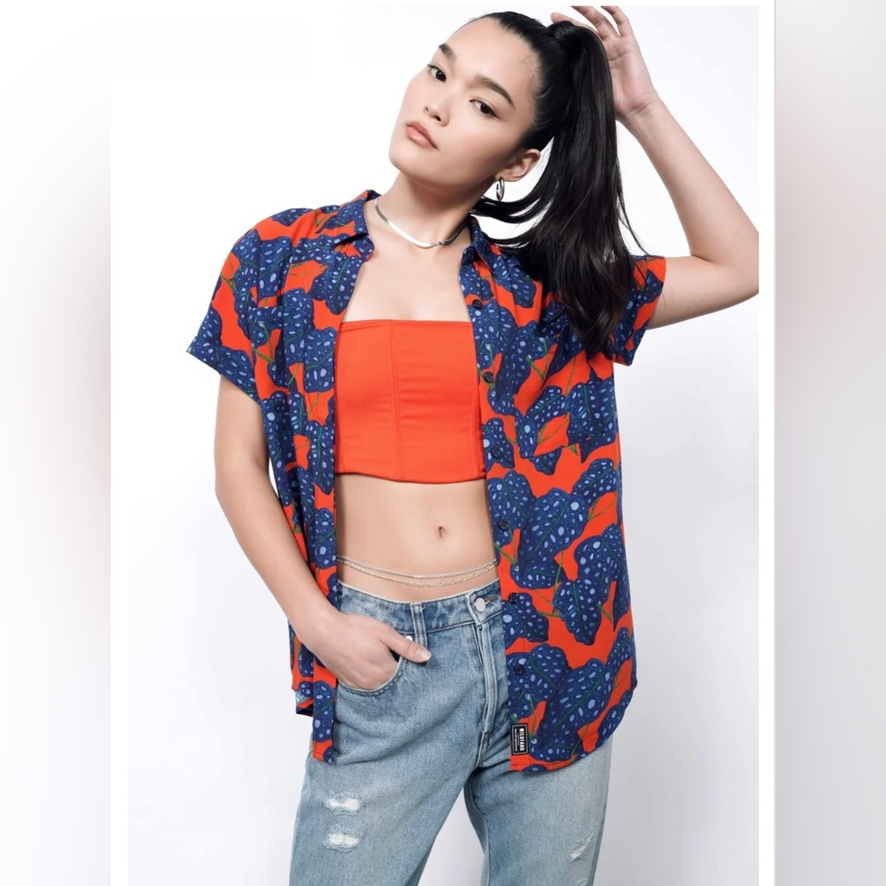 Wildfang Red and Blue Button Down Shirt